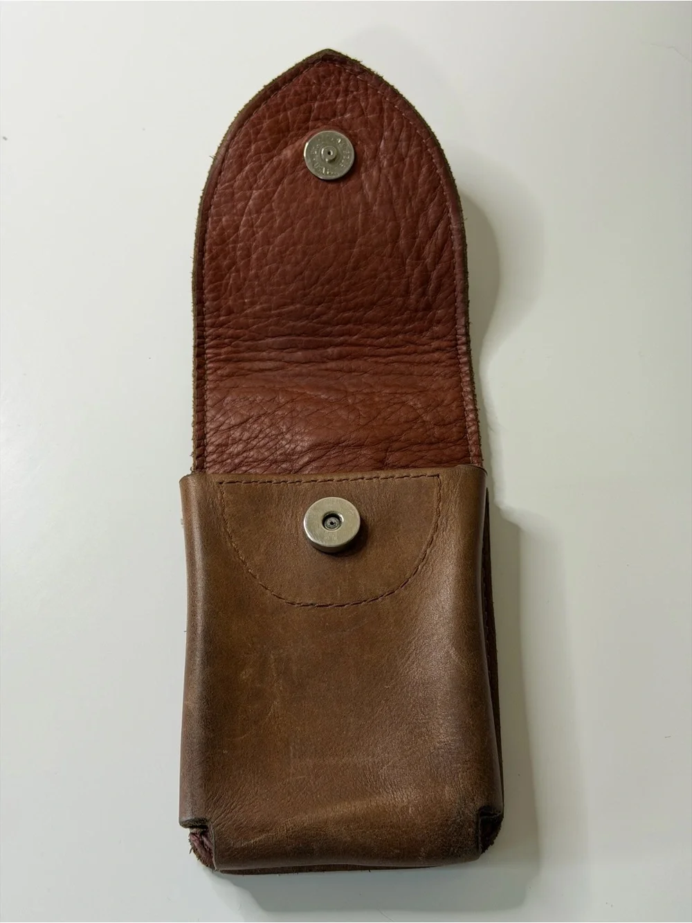 Brown Leather Belt Pouch with Buffalo Nickel Snap